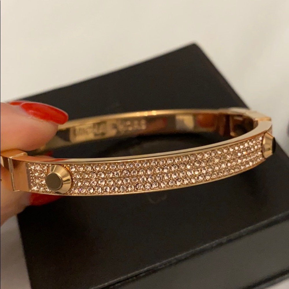 Michael Kor’s Rose Gold Crystal Pave Stud Bracelet